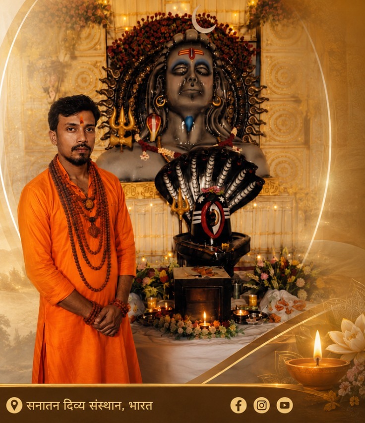 सनातन दिव्य संस्थान के आचार्य, शिव प्रतिमा के समक्ष